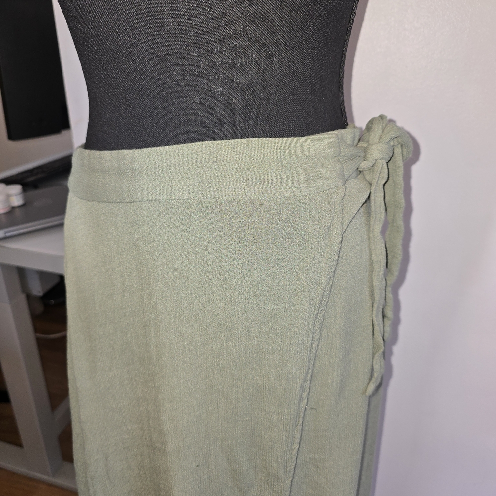 Olive Green Wrap Skirt - Picture 3 of 7